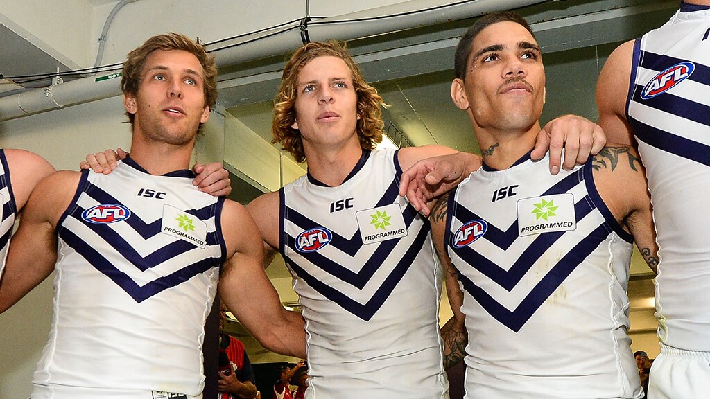 deboer190419.jpg Former Docker Matt de Boer (left) is likely to spend time on Nat Fyfe and Michael Walters - AFL,GWS Giants,Matt de Boer,Fremantle Dockers,Nat Fyfe,Michael Walters,David Mundy